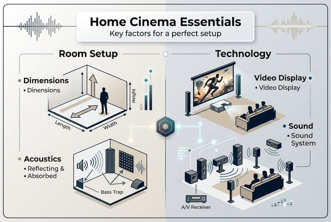 Infographic outlining home cinema essentials