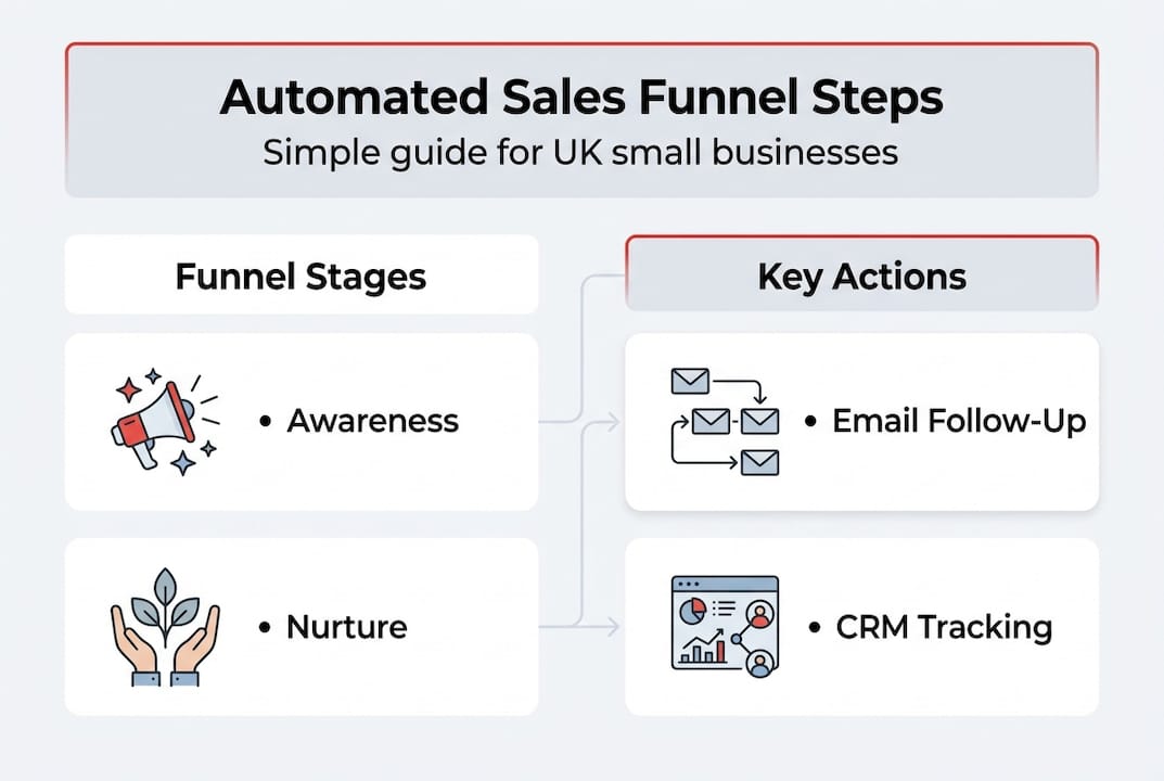 Infographic on automated sales funnel steps
