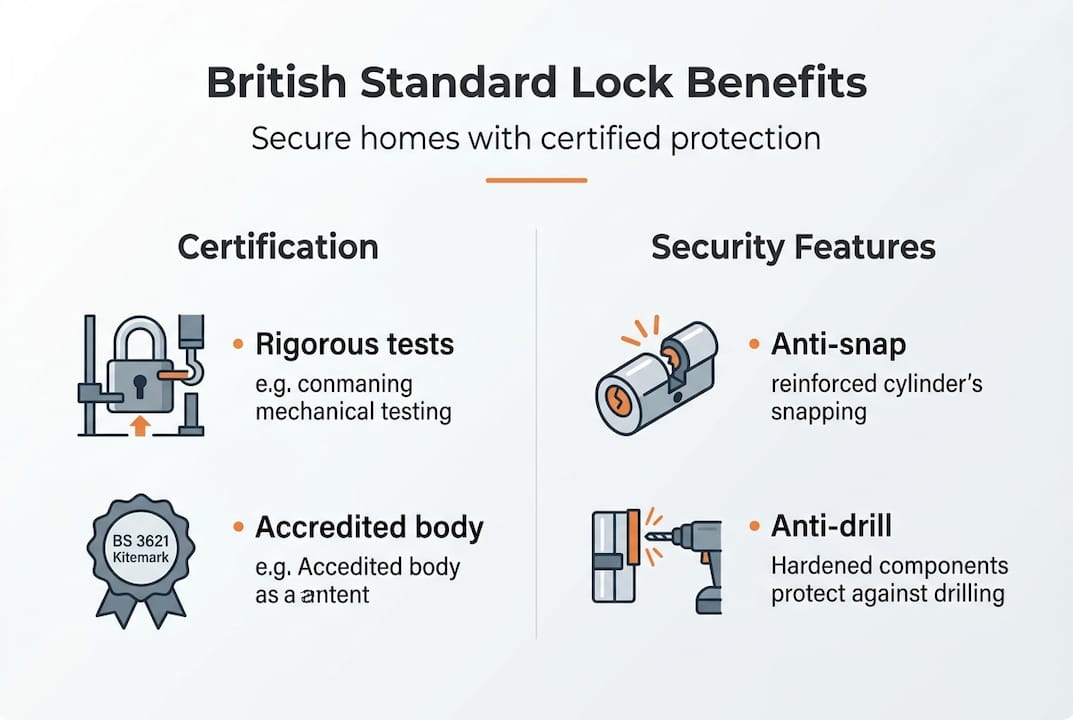 Infographic showing lock certification and features