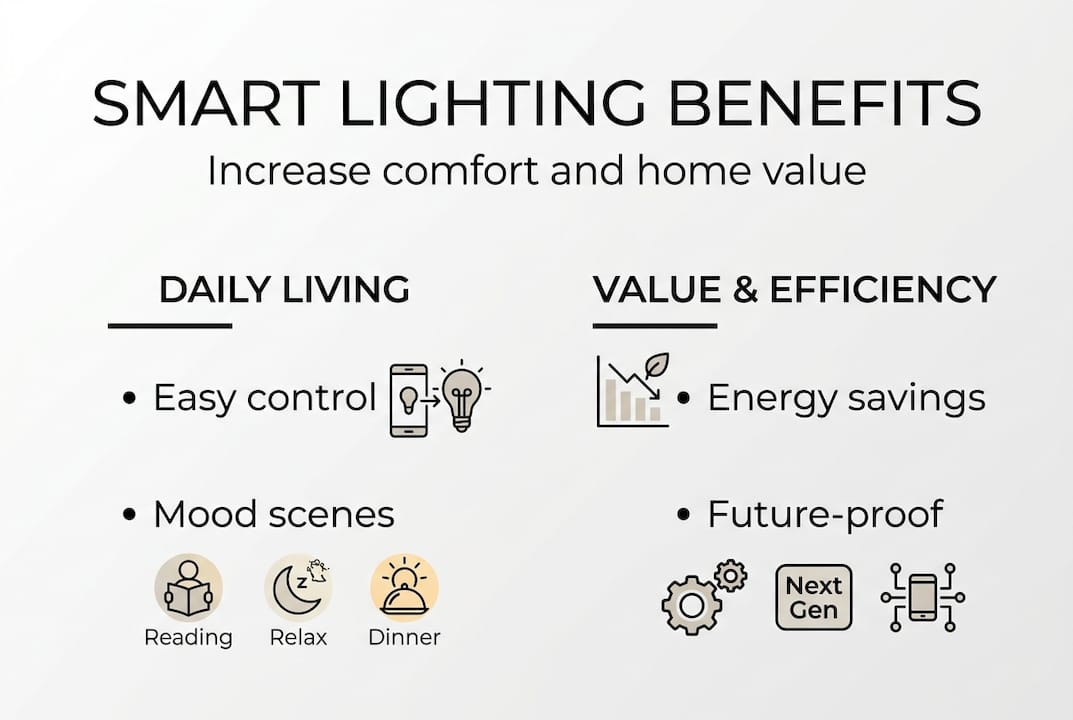 Infographic of smart lighting benefits for home