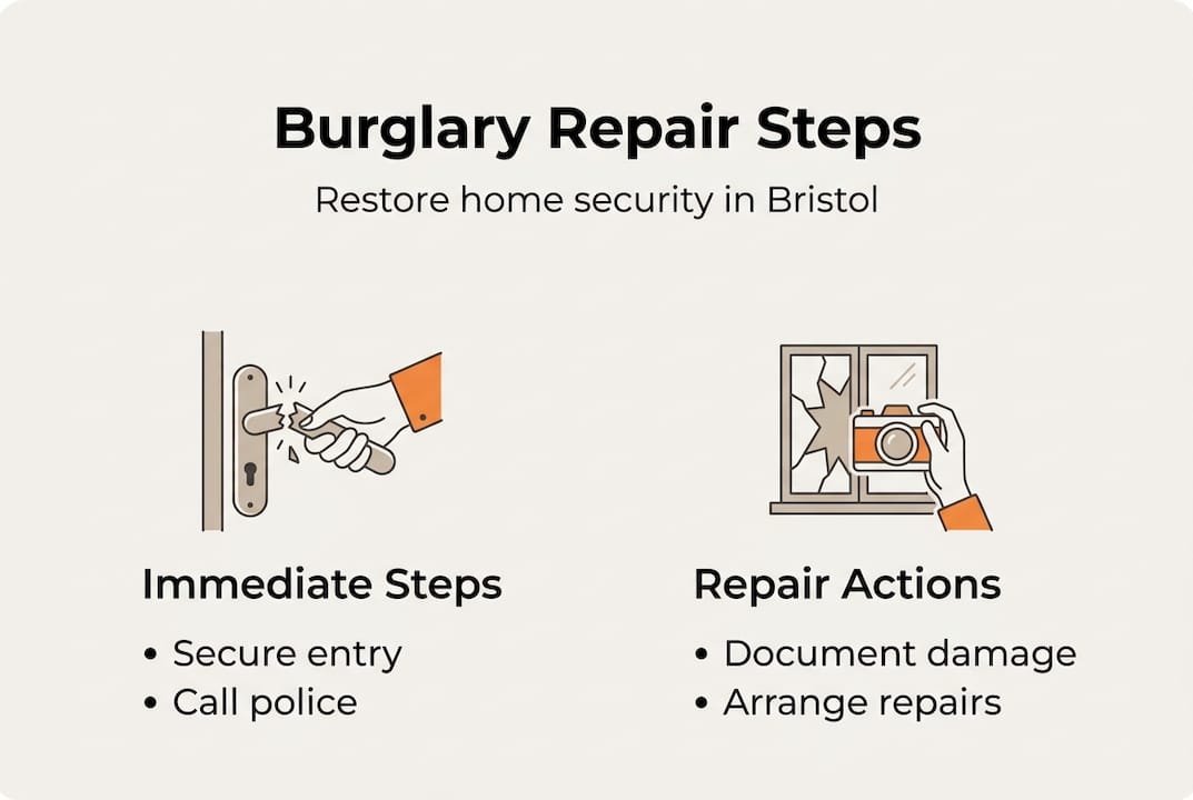 Infographic showing burglary repair steps overview