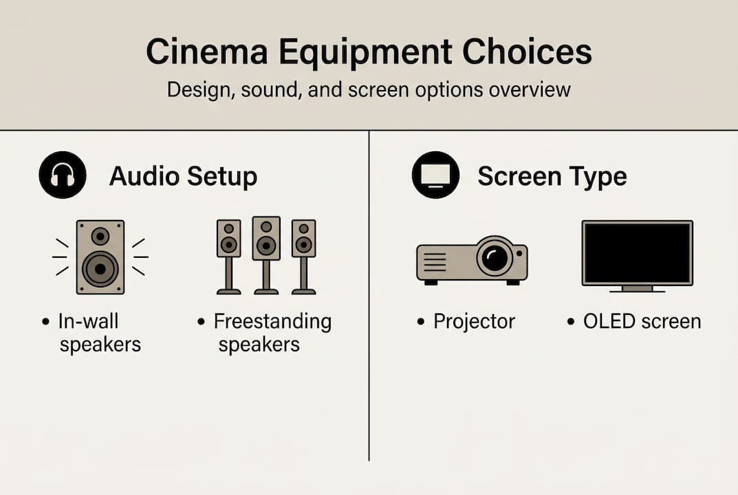 Infographic comparing cinema audio and screen options