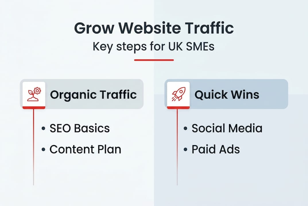 Infographic outlining website traffic growth strategies