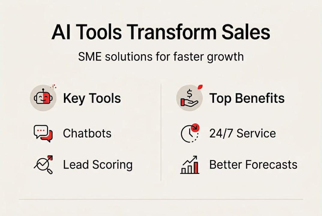 Infographic of AI tools and sales benefits for SMEs