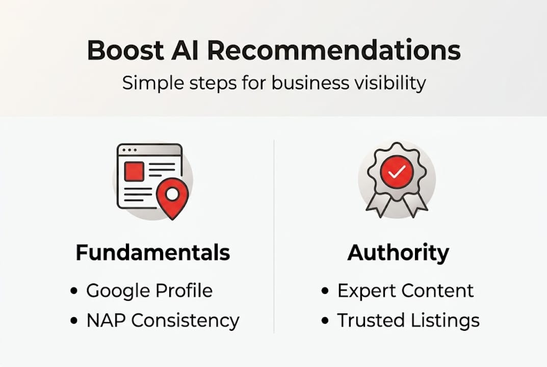 Infographic on AI business recommendation basics