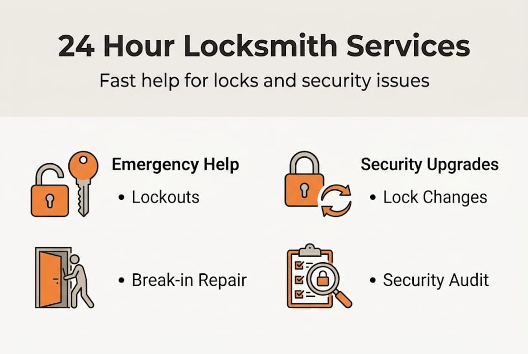 Infographic showing locksmith emergency and upgrade services