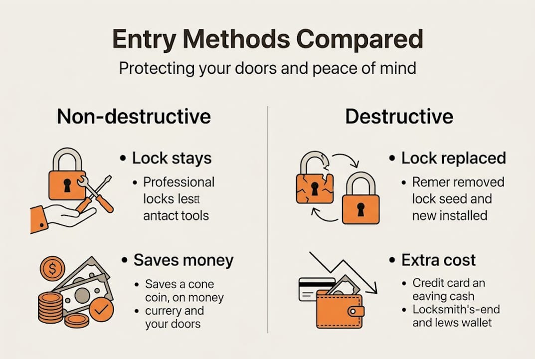 Infographic comparing entry methods and outcomes