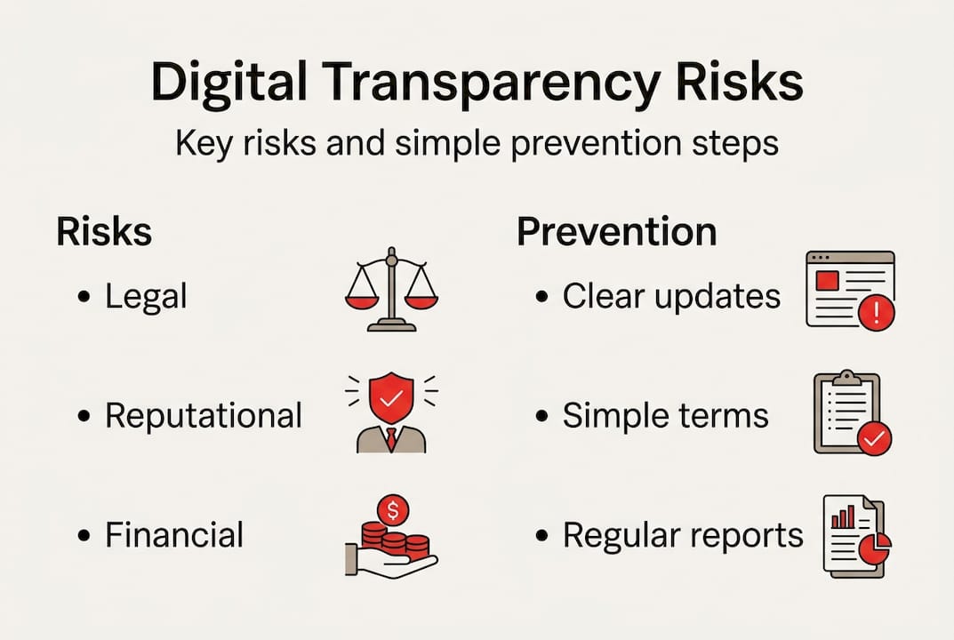 Infographic showing digital transparency risks and preventions