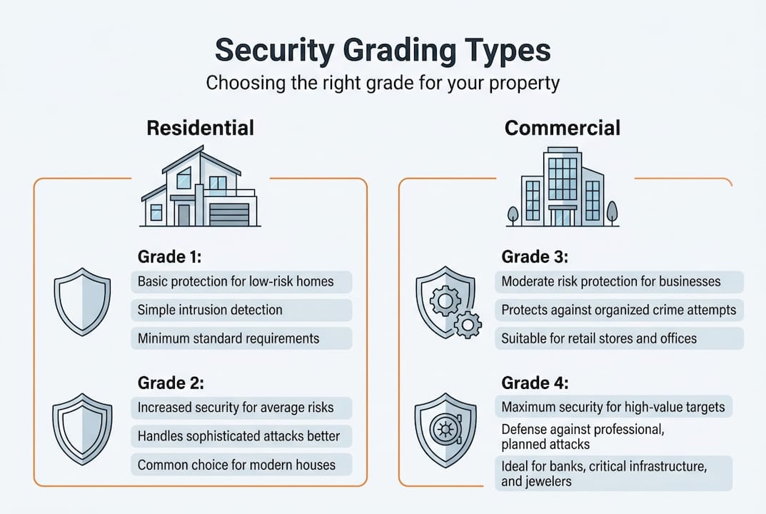 Infographic comparing residential and commercial grades