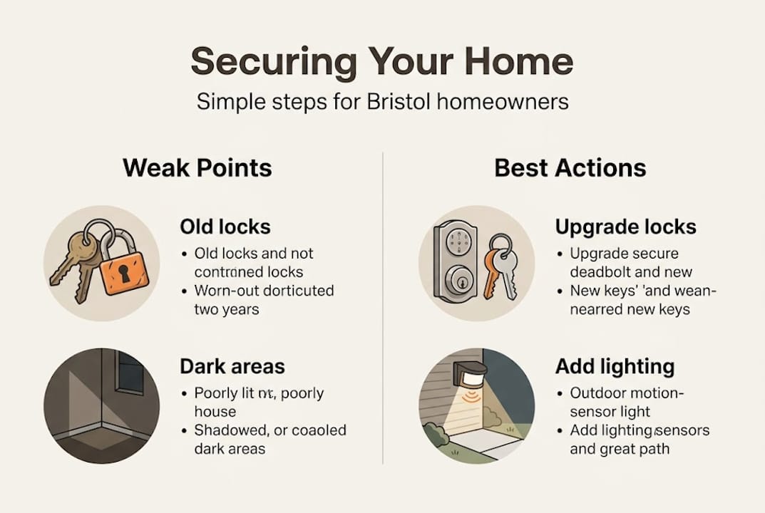 Infographic with home security risks and solutions