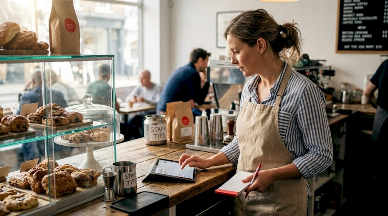 Café manager posting Google profile update