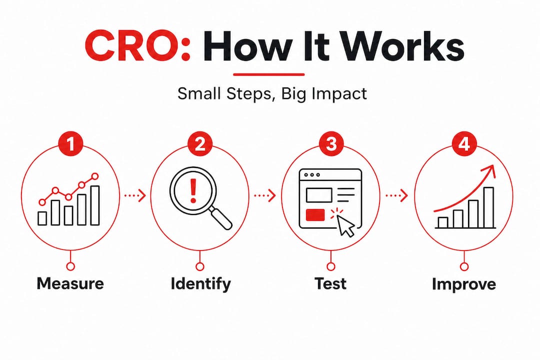 Infographic showing four steps of CRO process
