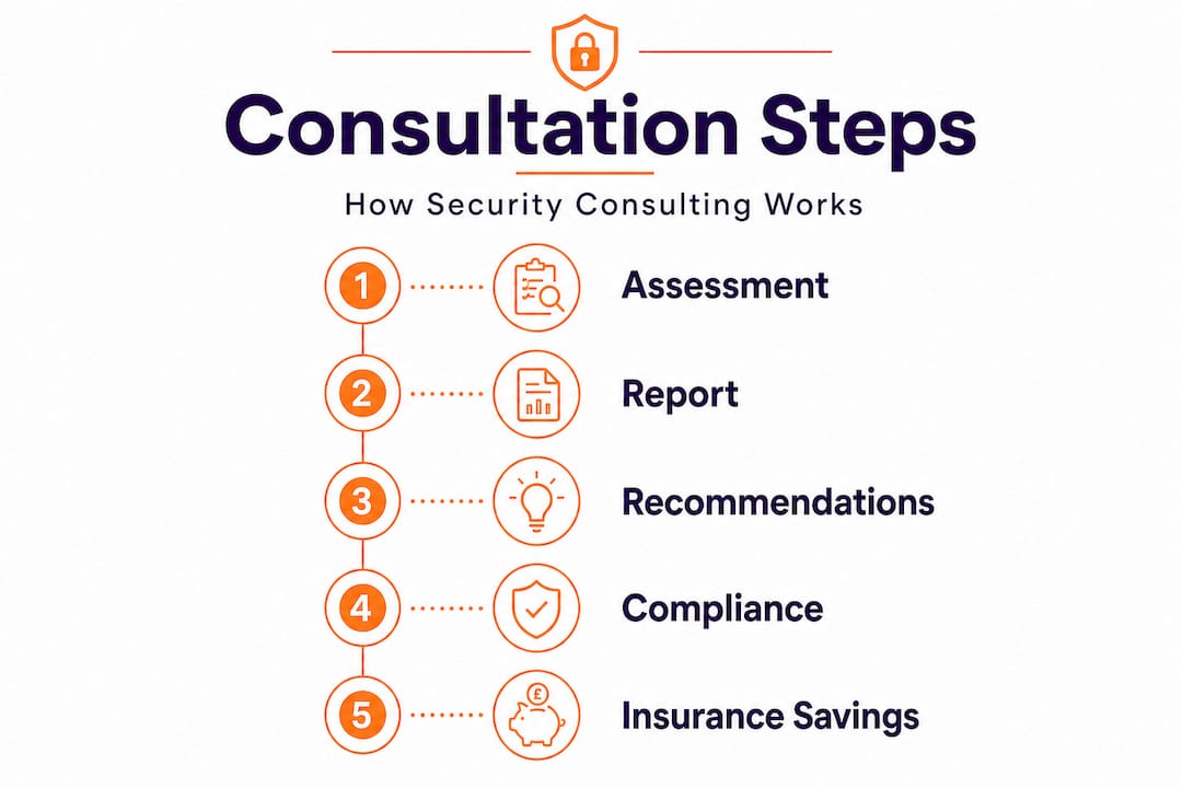Infographic showing security consultation process steps