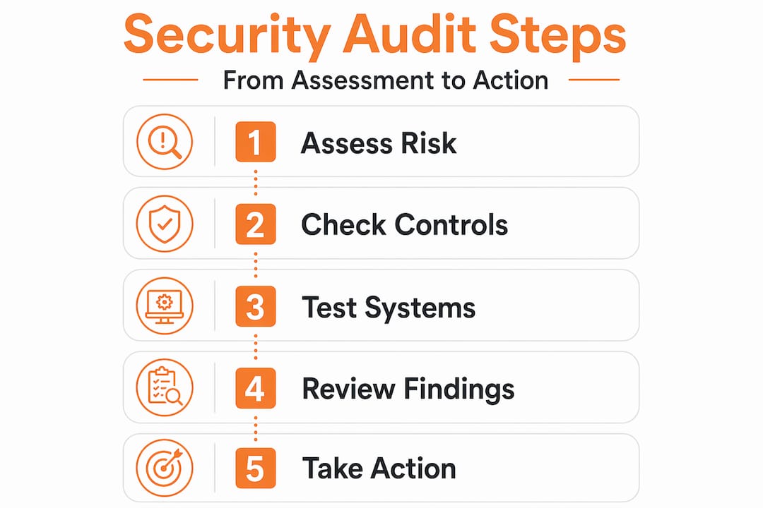 Infographic showing steps of a security audit process