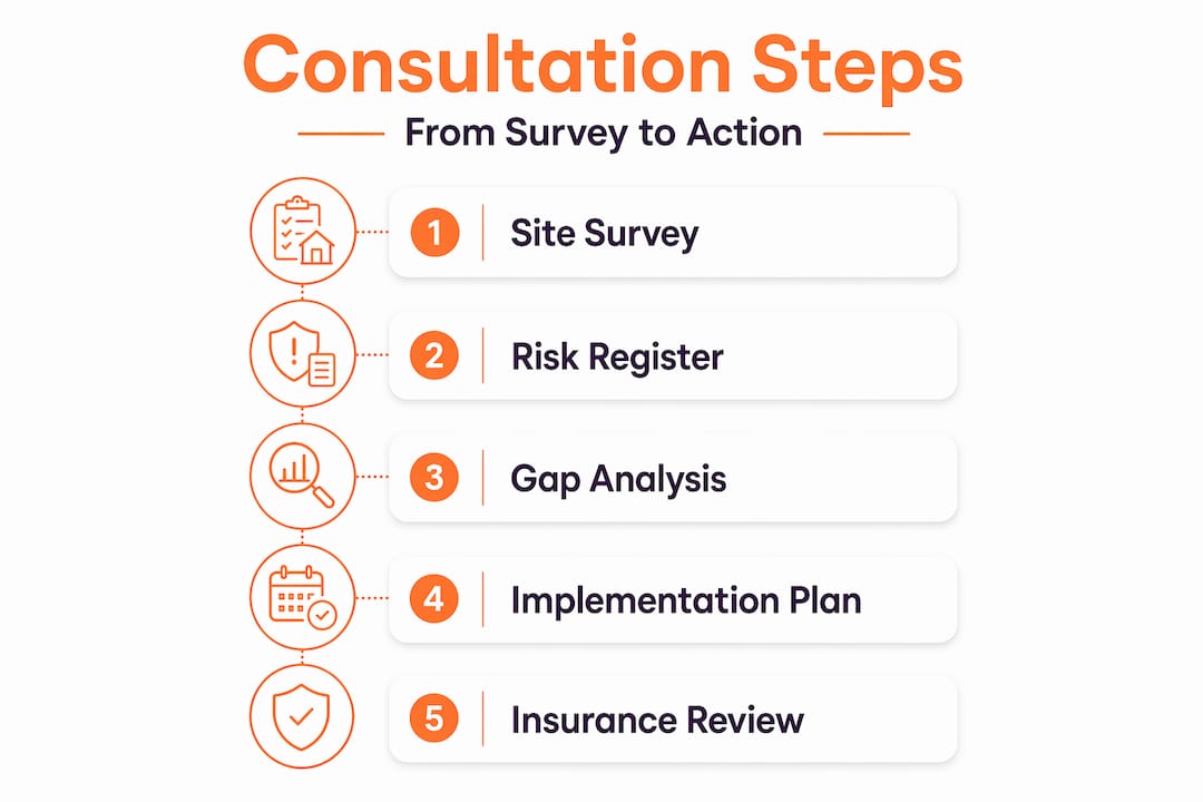 Infographic detailing security consultation process steps