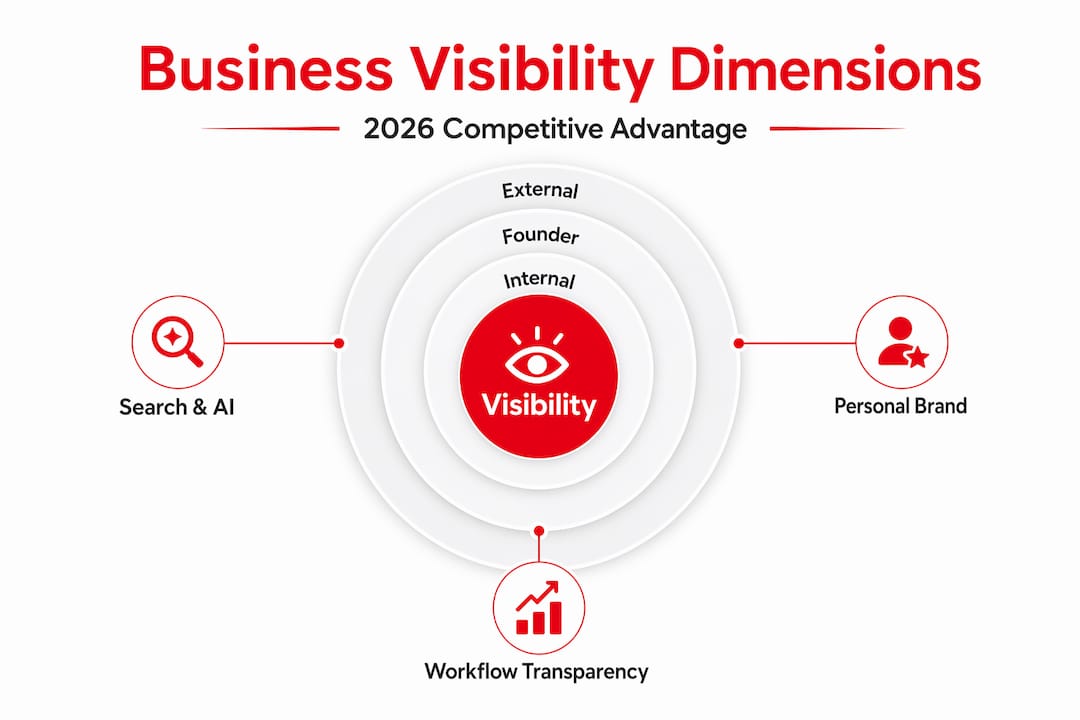 Hierarchy infographic illustrating business visibility dimensions