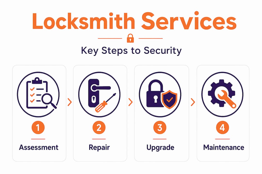 Infographic locksmith service process steps
