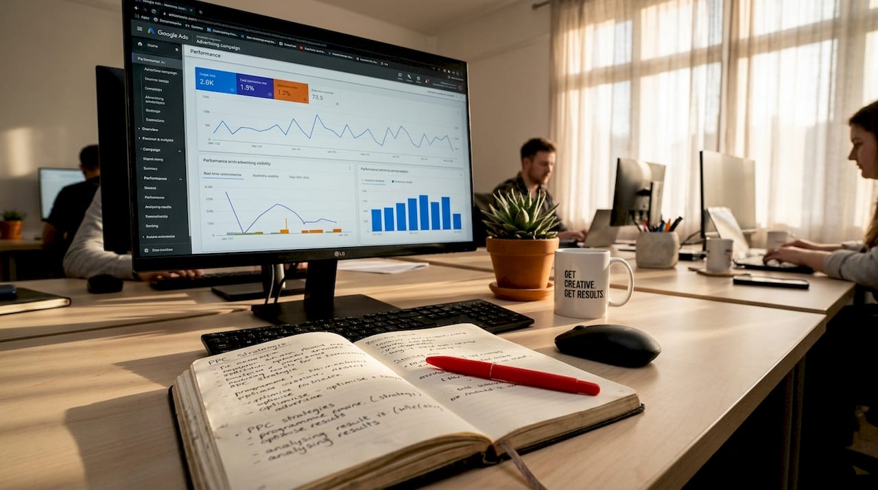Workspace showing Google Ads visibility metrics
