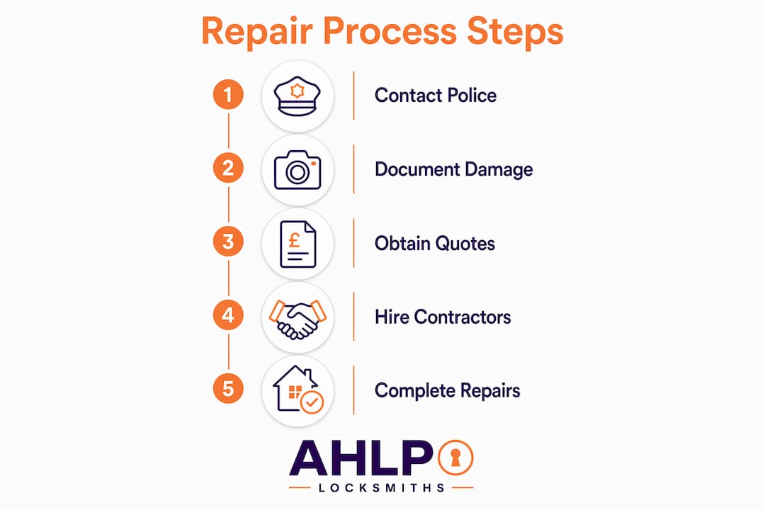 Infographic showing burglary repair process steps