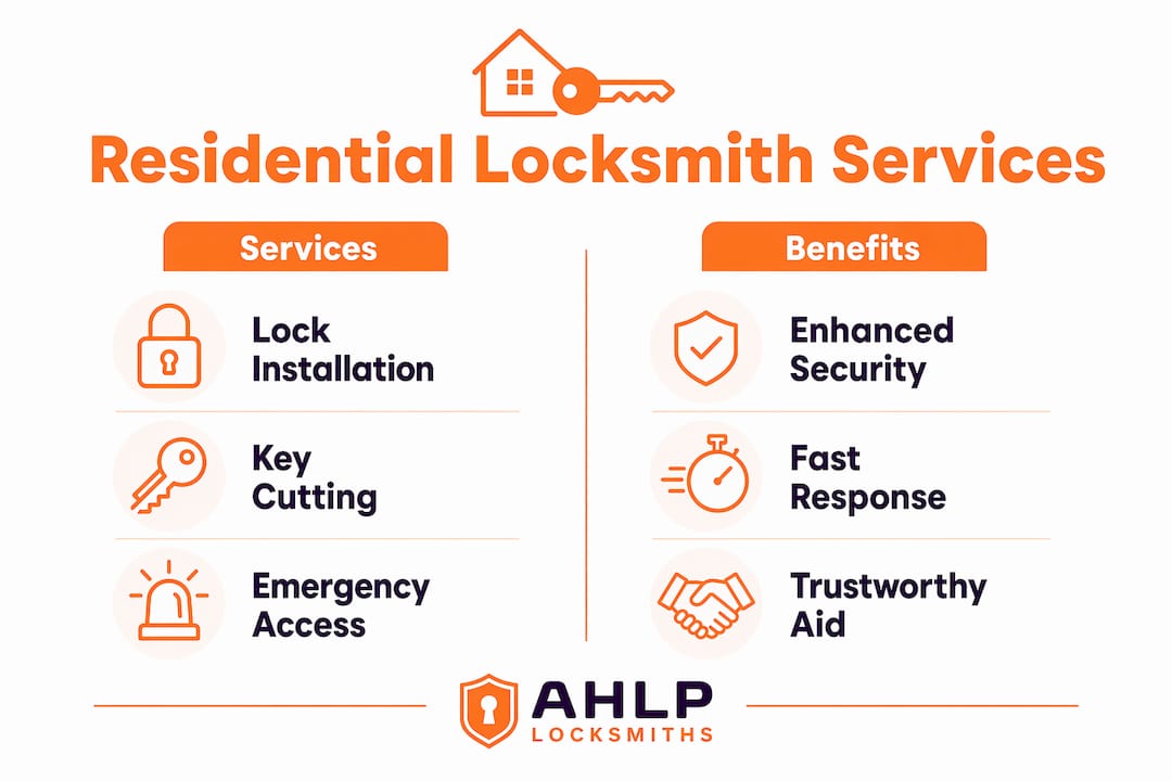 Infographic showing residential locksmith services and benefits