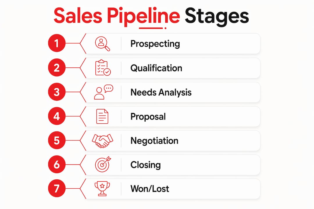 Infographic illustrating typical sales pipeline stages