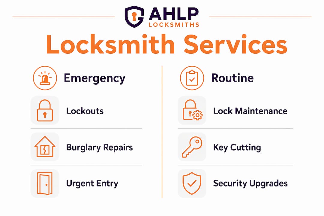 Infographic comparing emergency and routine locksmith services