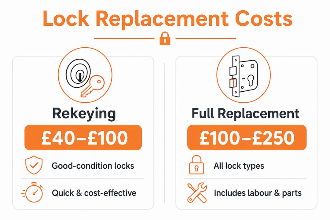 Infographic comparing rekeying and full lock replacement costs