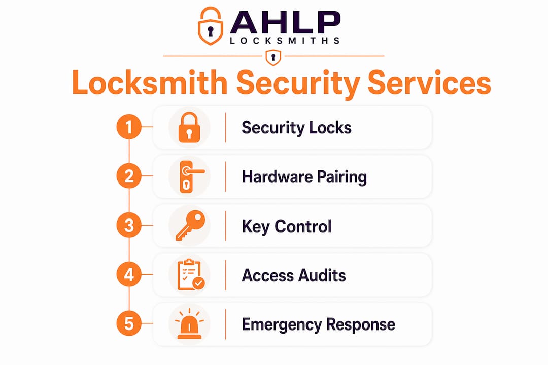 Infographic outlining locksmith security service stages