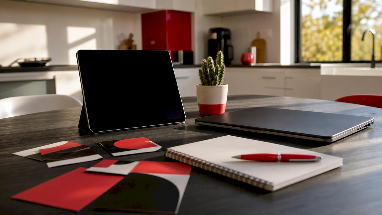 Home office with digital reputation tools