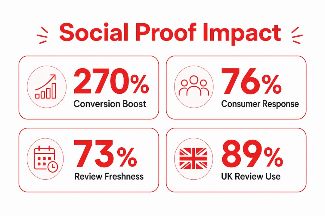 Infographic showing key social proof marketing statistics