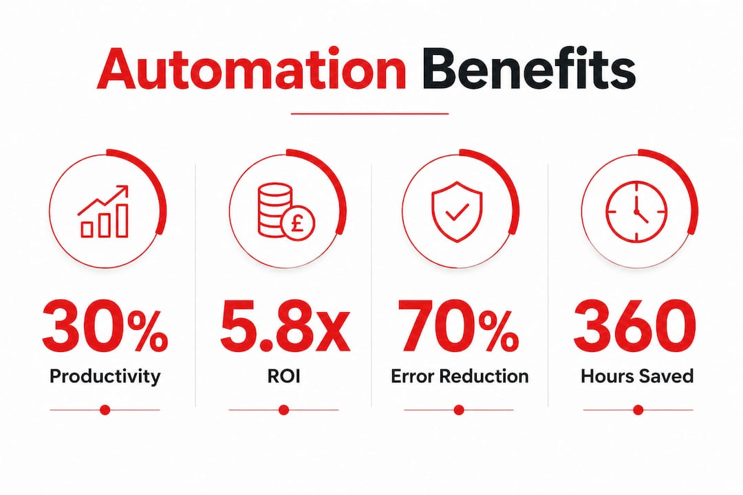 Infographic showing business automation benefits statistics