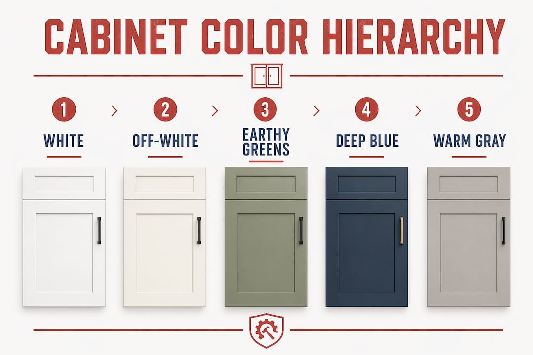 Infographic showing cabinet color ranking for kitchen design