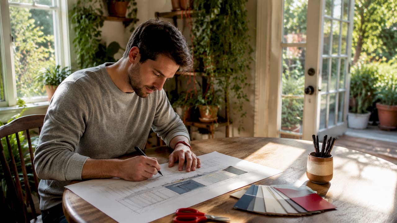 Homeowner planning two-tone cabinet colors