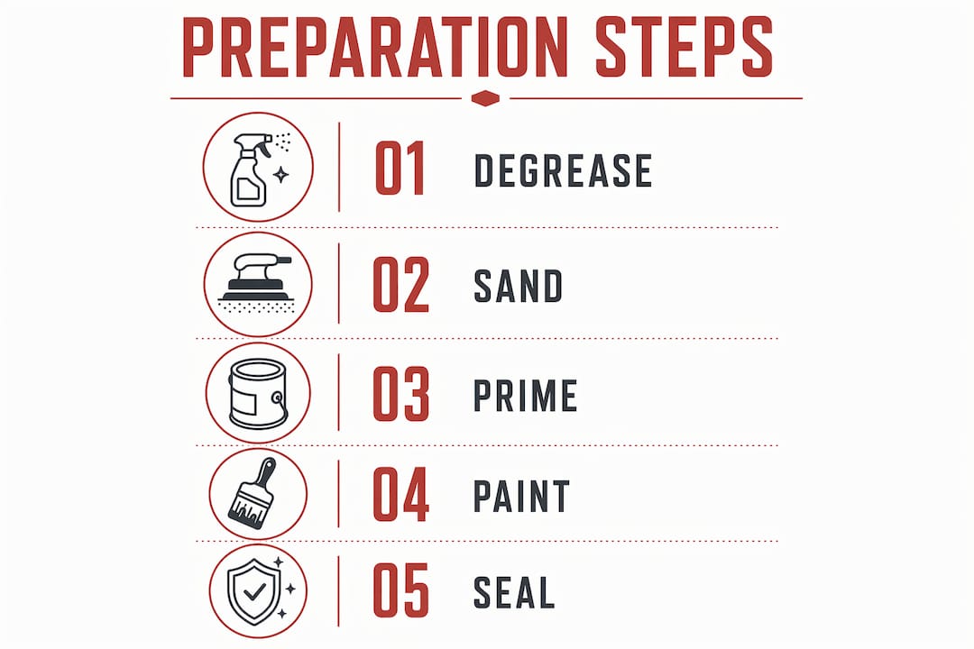 Infographic illustrating cabinet refinishing preparation steps