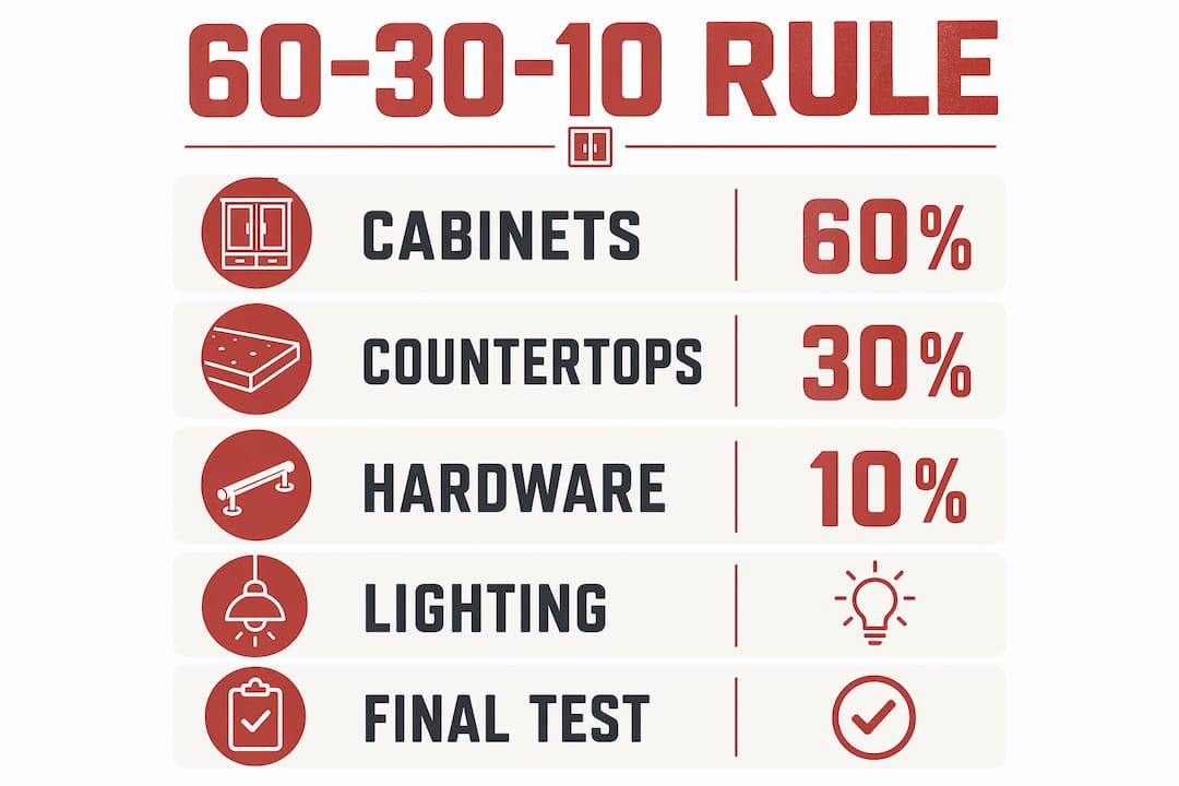 Infographic illustrating 60-30-10 color balance rule