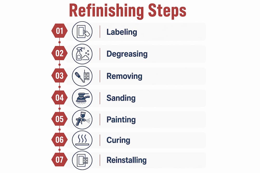 Infographic showing refinishing process steps