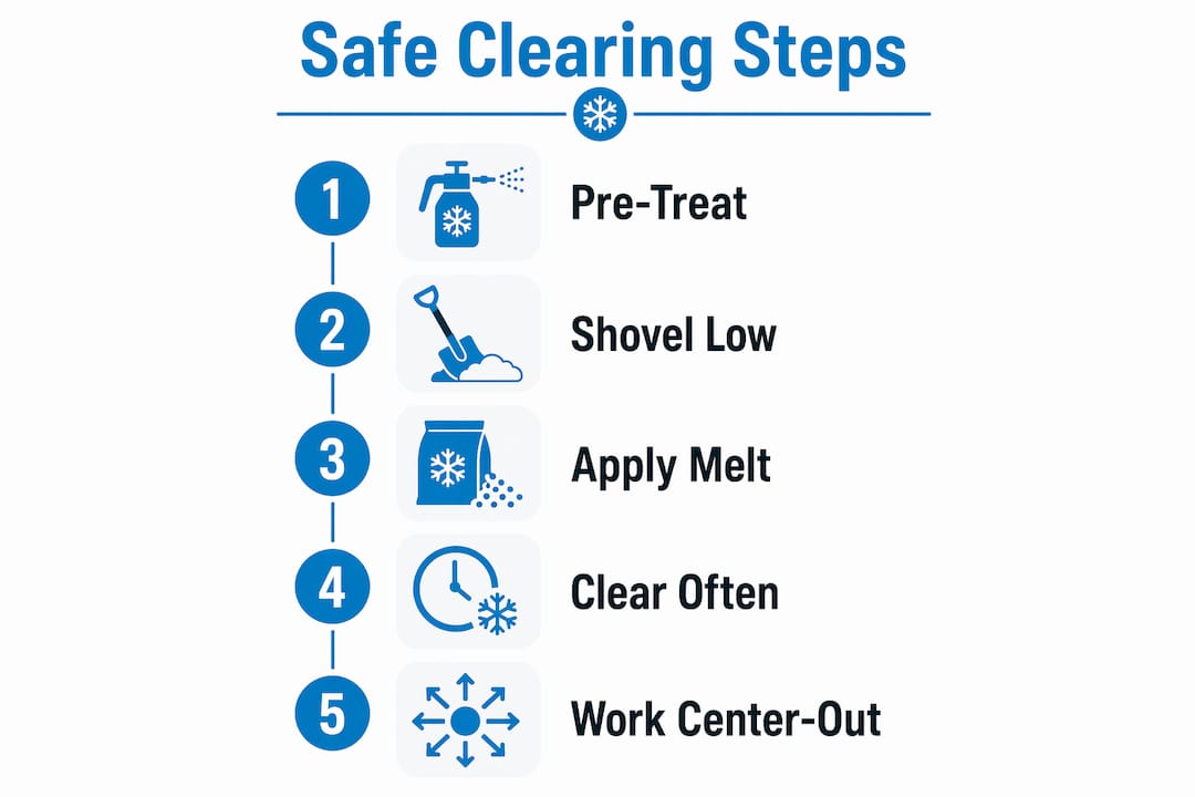 Infographic illustrating safe shared driveway clearing steps