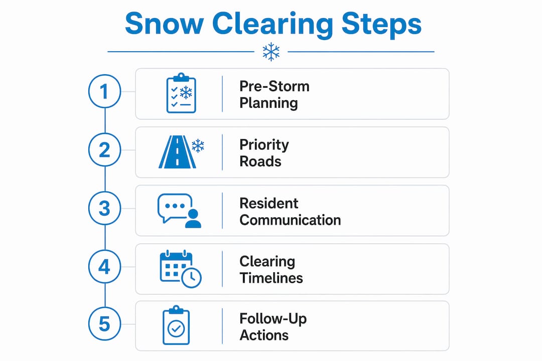 Infographic outlining snow clearing process steps