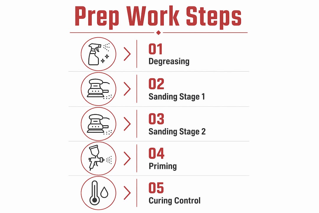 Infographic illustrating cabinet painting preparation steps