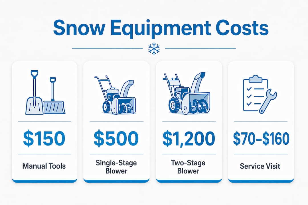 Infographic showing snow removal equipment costs and maintenance