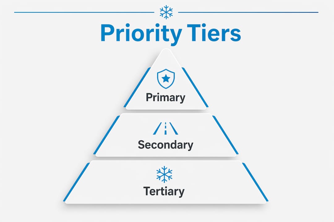 Infographic showing snow removal priority tiers pyramid