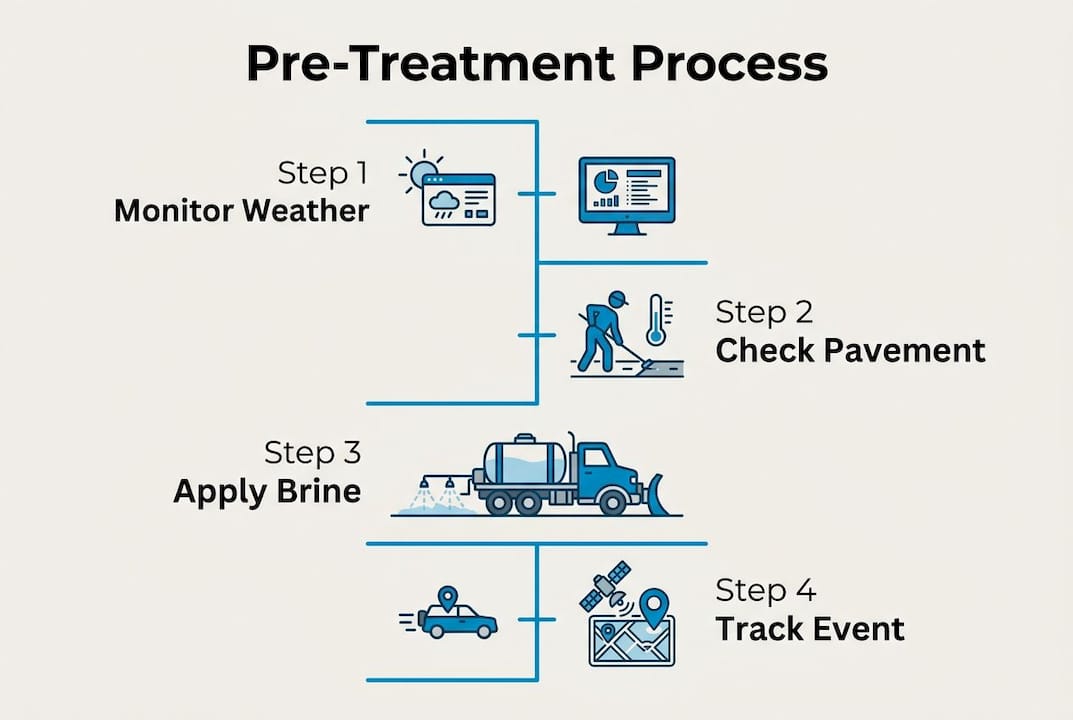 Infographic showing pre-treatment snow service process steps