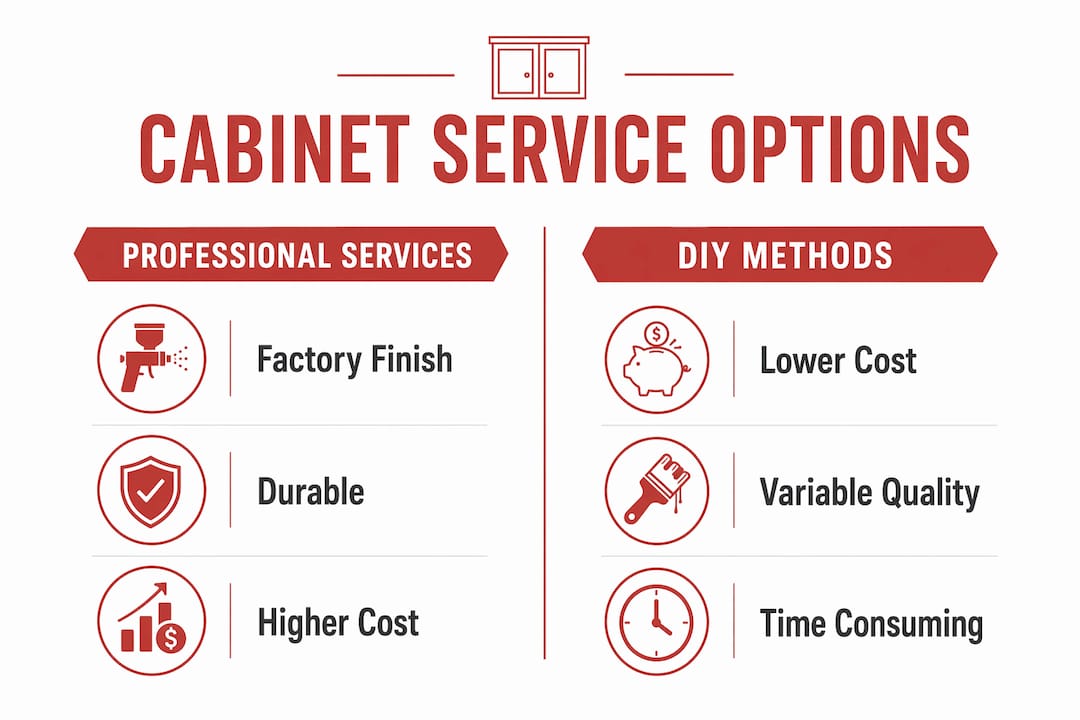 Infographic comparing professional and DIY cabinet services