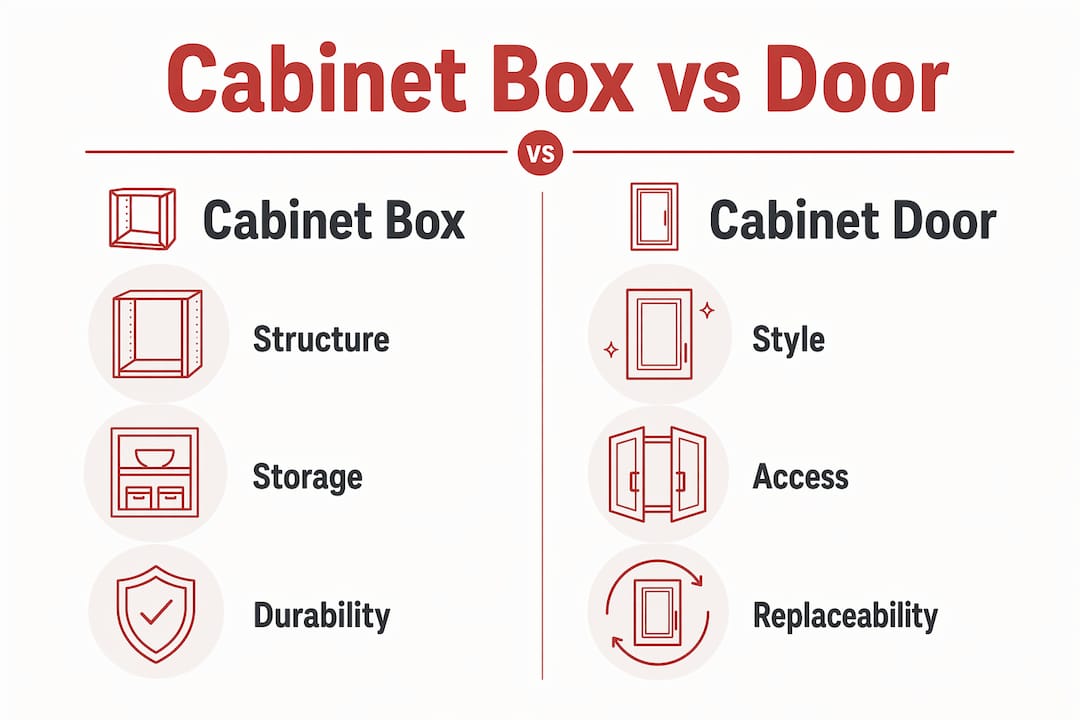 Infographic comparing cabinet box and door features