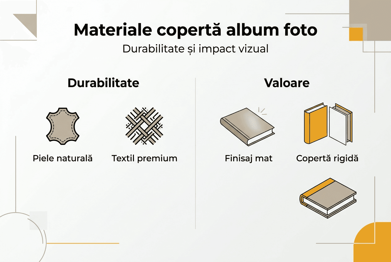 Infografic: tipuri de materiale pentru coperta unui album foto