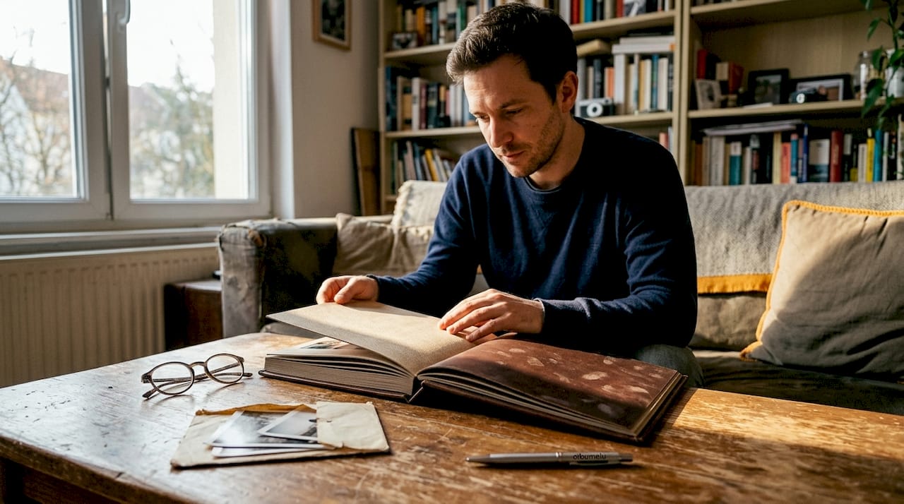 Album foto elegant, cu copertă din piele naturală