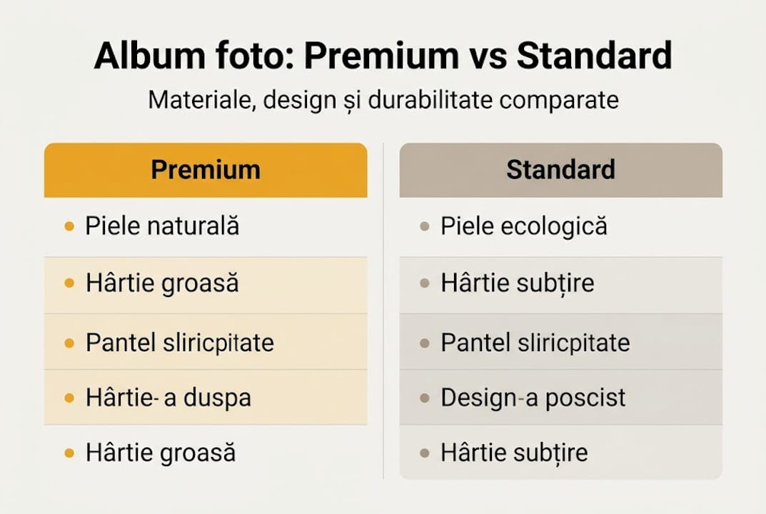 Infografic: comparație între albumele foto premium și cele obișnuite