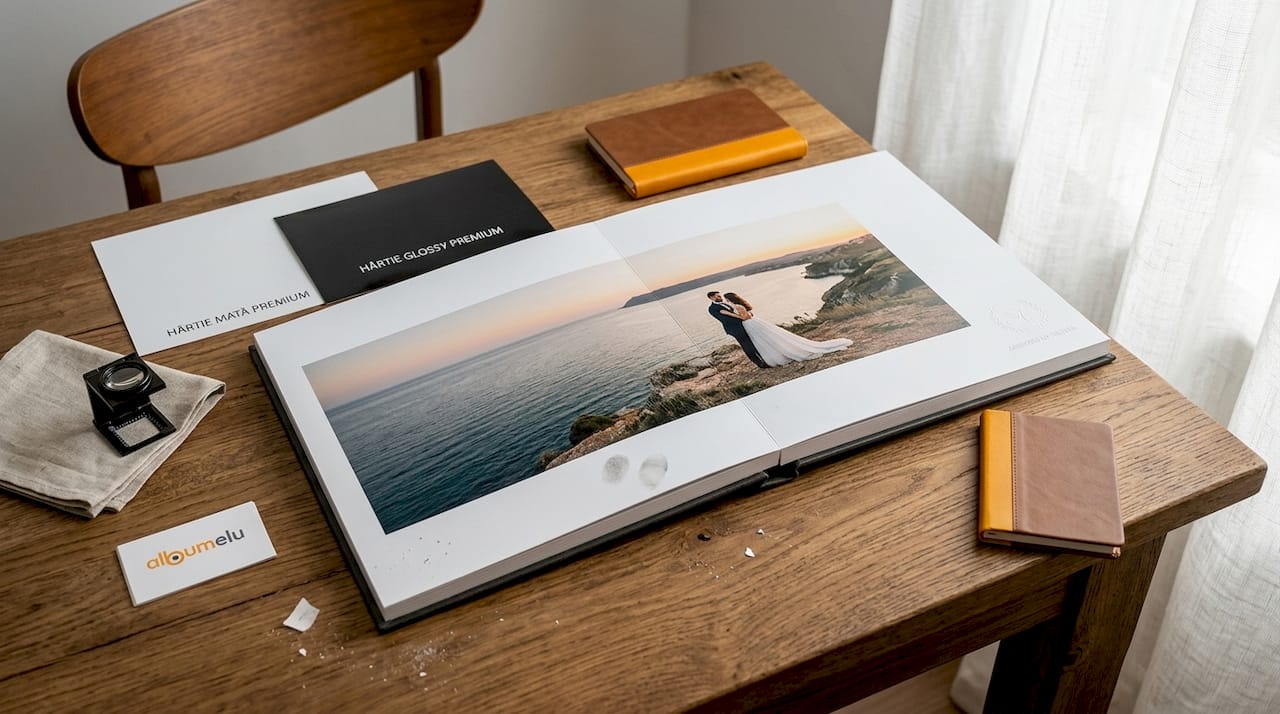 Album foto personalizat, cu logo-ul evidențiat și finisaje de calitate