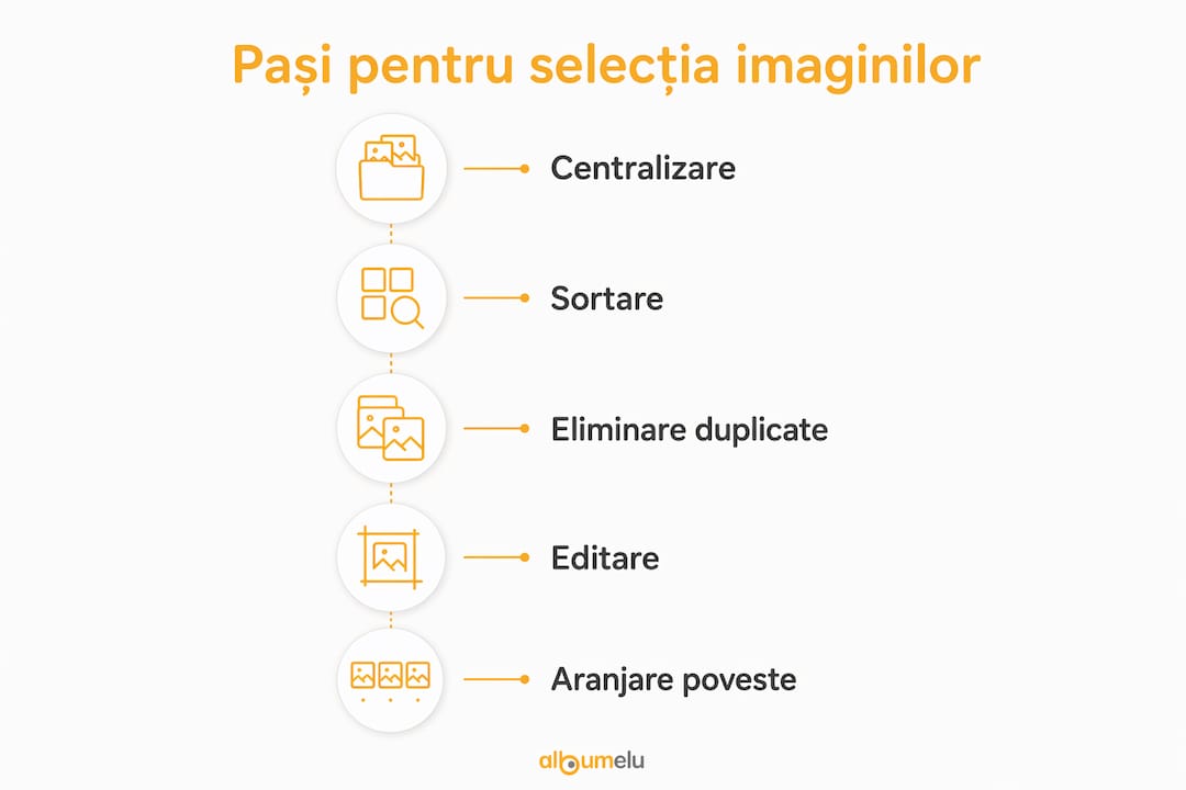 Infografic: Pașii alegerii imaginilor pentru album