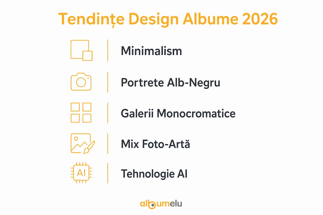 Infografic: Tendințele de top în designul albumelor foto pentru 2026